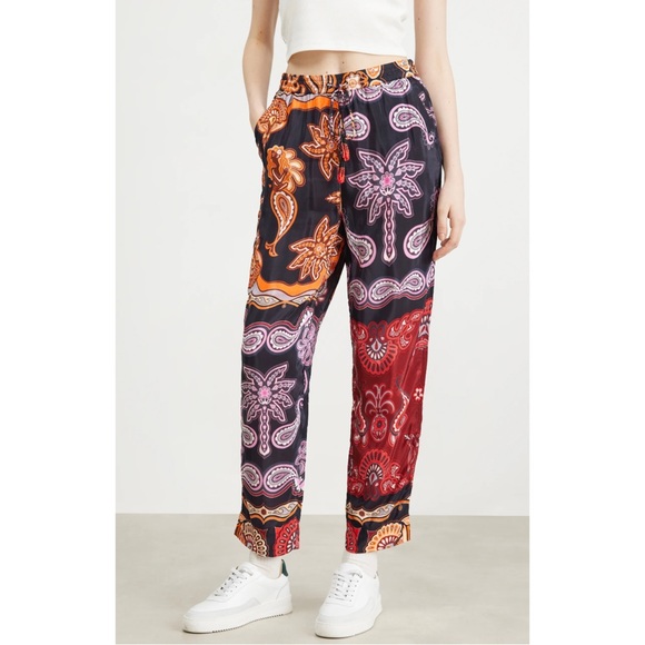 FARM Rio Pants - FARM RIO | NEW! Sweet Mermaids Crepe De Chine Tapered Trousers, Size Small